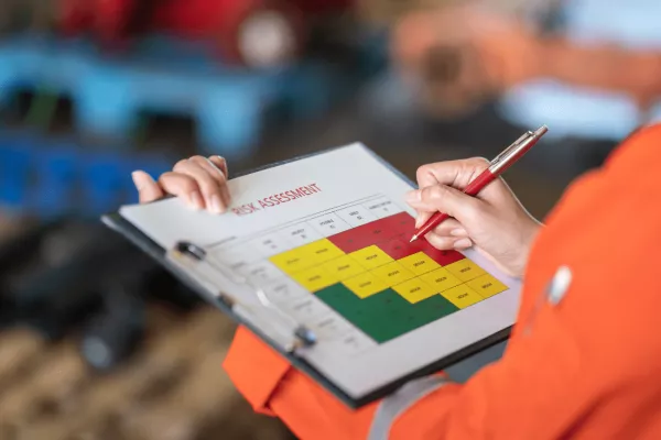 A risk assessment test being carried out on a construction site. 