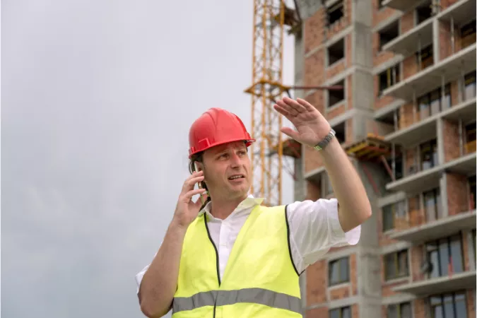 Unhappy construction worker realising he needs to replace his current gantry system as it is not fit for use. 