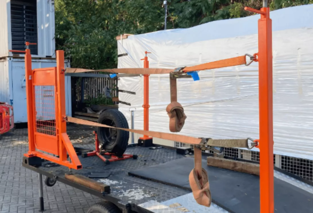 A ConCEPS fall protection solution being used on the side of a truck protecting and preventing a person from the risk of falling.  