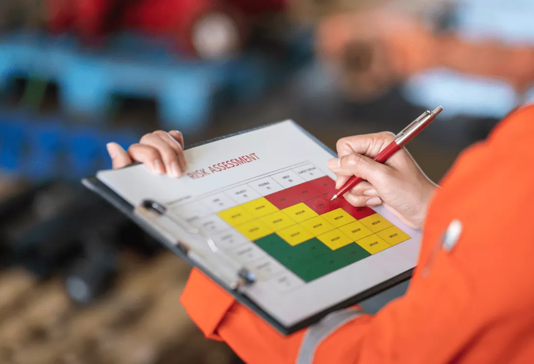 A risk assessment test being carried out on a construction site. 